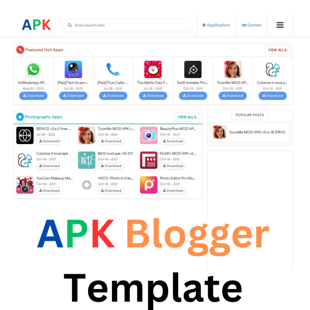 APK Blogger Template : Best Apk Template - GPL1